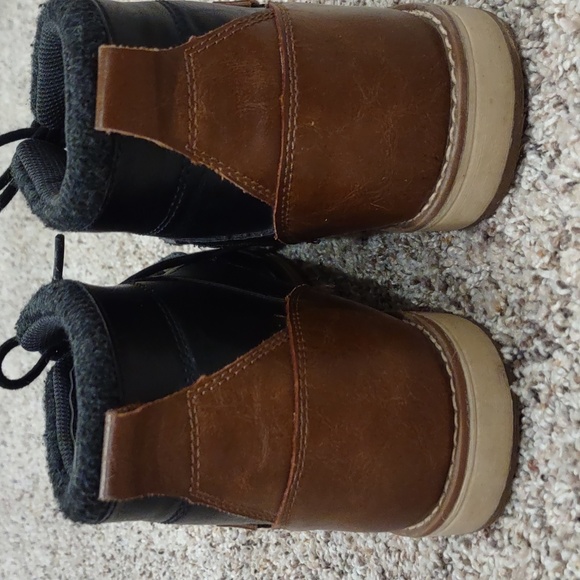 Boots dress casual, Max + Jake, Brayden, black with tan, size 7 - Picture 8 of 14